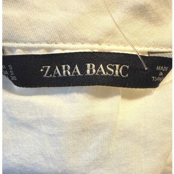 ZARA NWOT Women’s Contrasting Button-Up Midi Dress V-Neck Ecru Size S - Picture 6 of 9